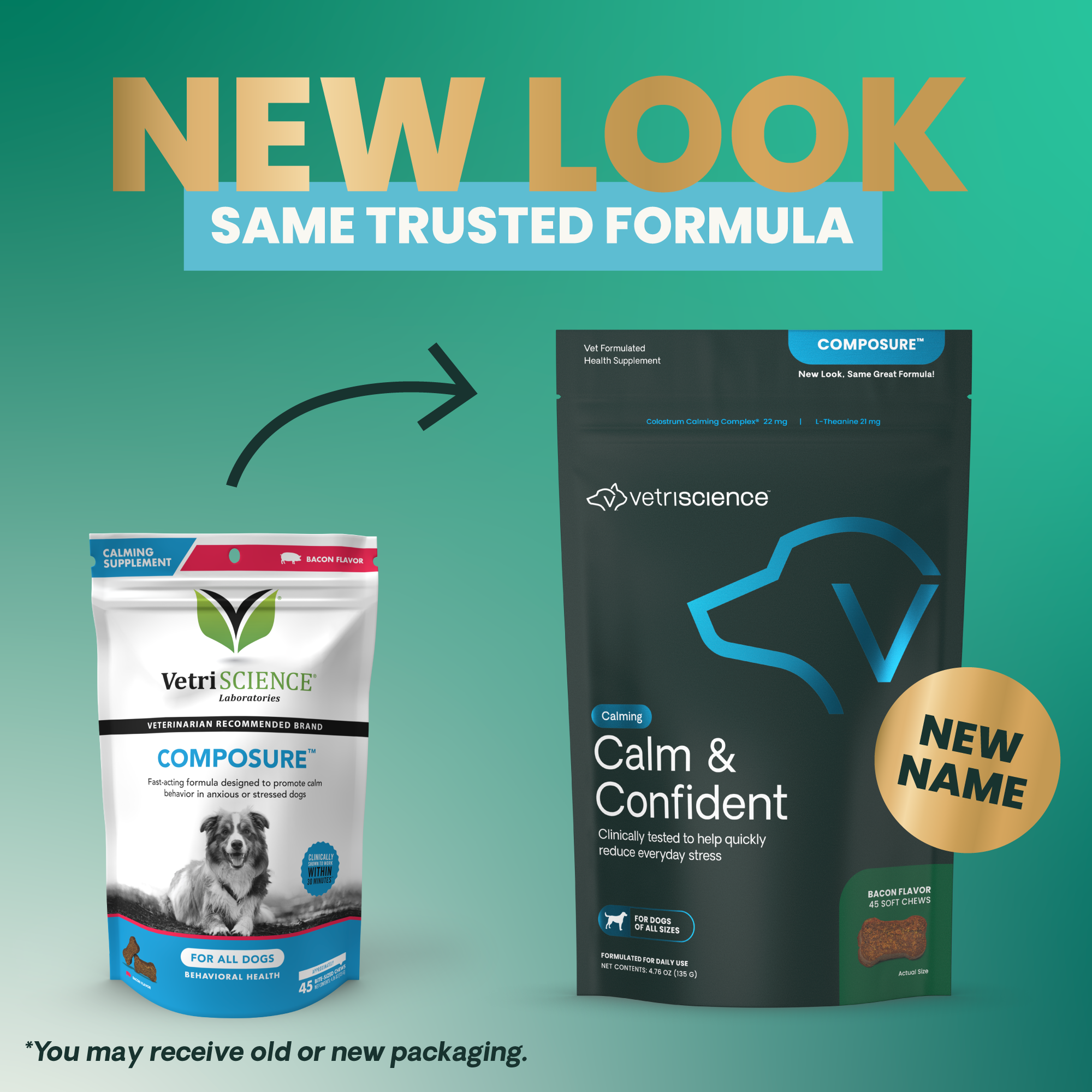 VetriScience Composure is now Calm & Confident Rebranding Product Photo